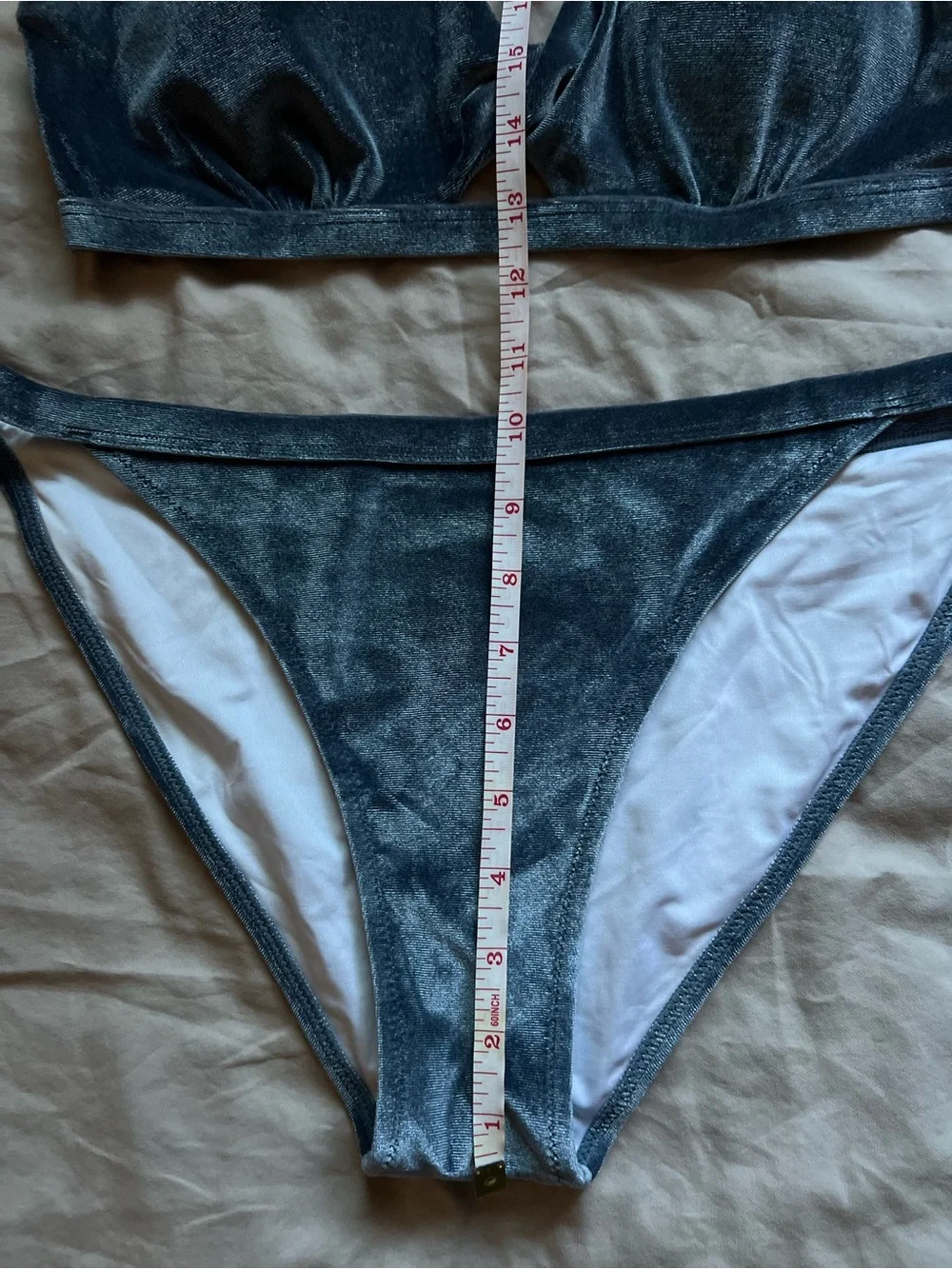 Shimmery Blue Velvet Bikini Set